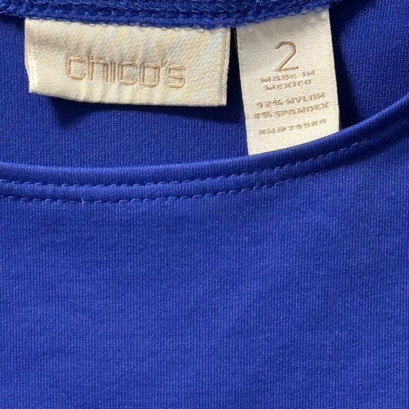 Chicos Blue Tank Top Size L Nylon Spandex Blend Sleeveless - Picture 2 of 12